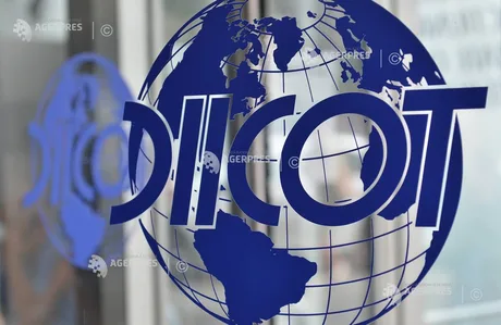 Logo DIICOT pe fundal albastru, simbolizând securitatea națională.