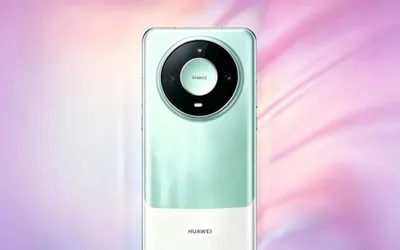 Huawei Mate 90 cu carcasă verde și modul foto circular distinctiv.