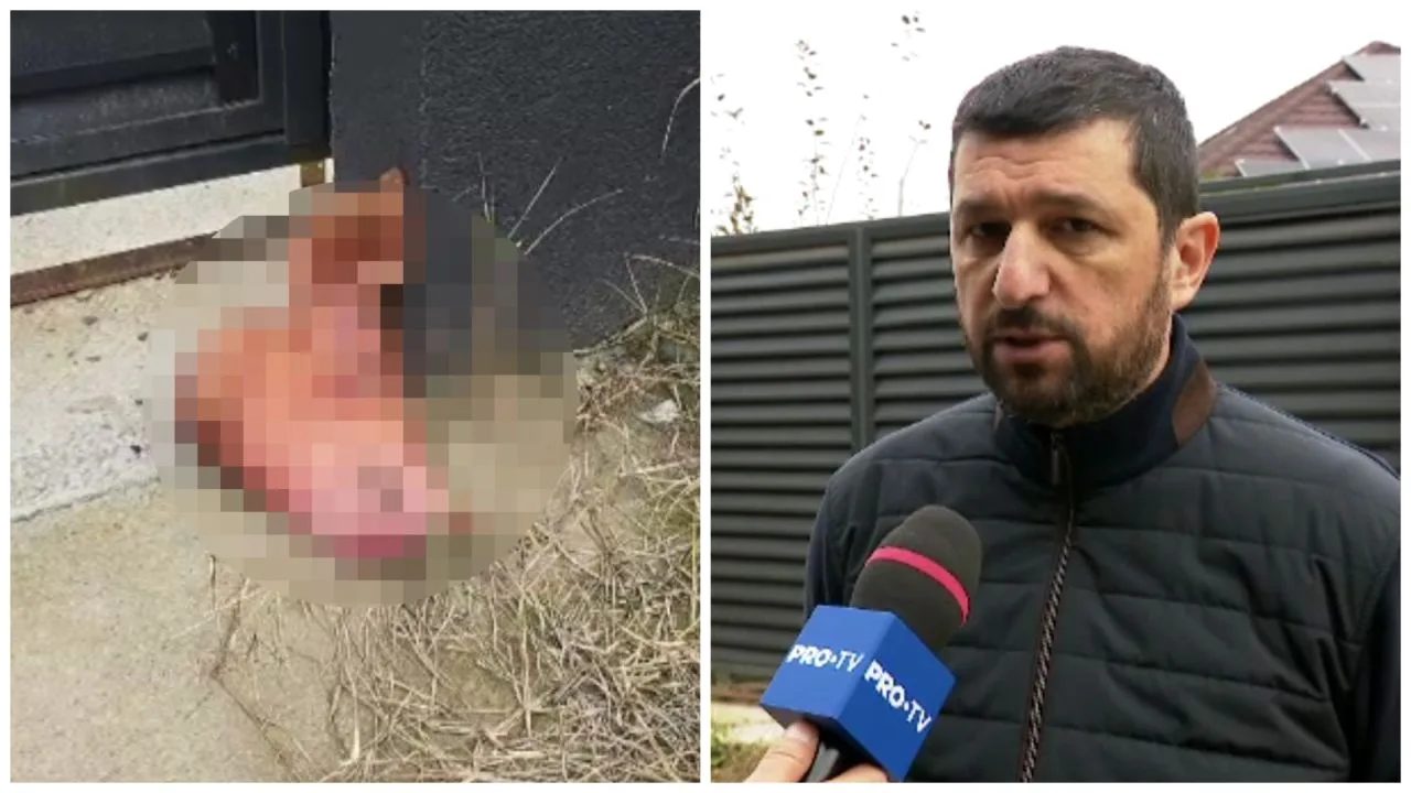 Marius Lulea discutând despre incidentul cu capul de porc găsit la poarta casei.