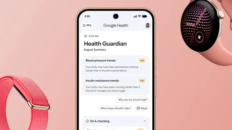 Monitorizarea sănătății prin Google Health pe dispozitive inteligente.