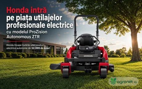 Cositoare electrică autonomă Honda ProZision pe un gazon verde.
