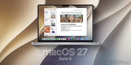 Laptop Apple cu macOS 27 Golden Gate și interfață modernă.