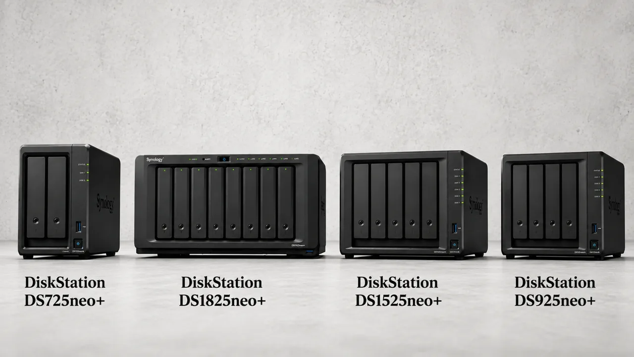 Noua serie DiskStation neo+ oferă opțiuni de stocare flexibile pentru utilizatori.