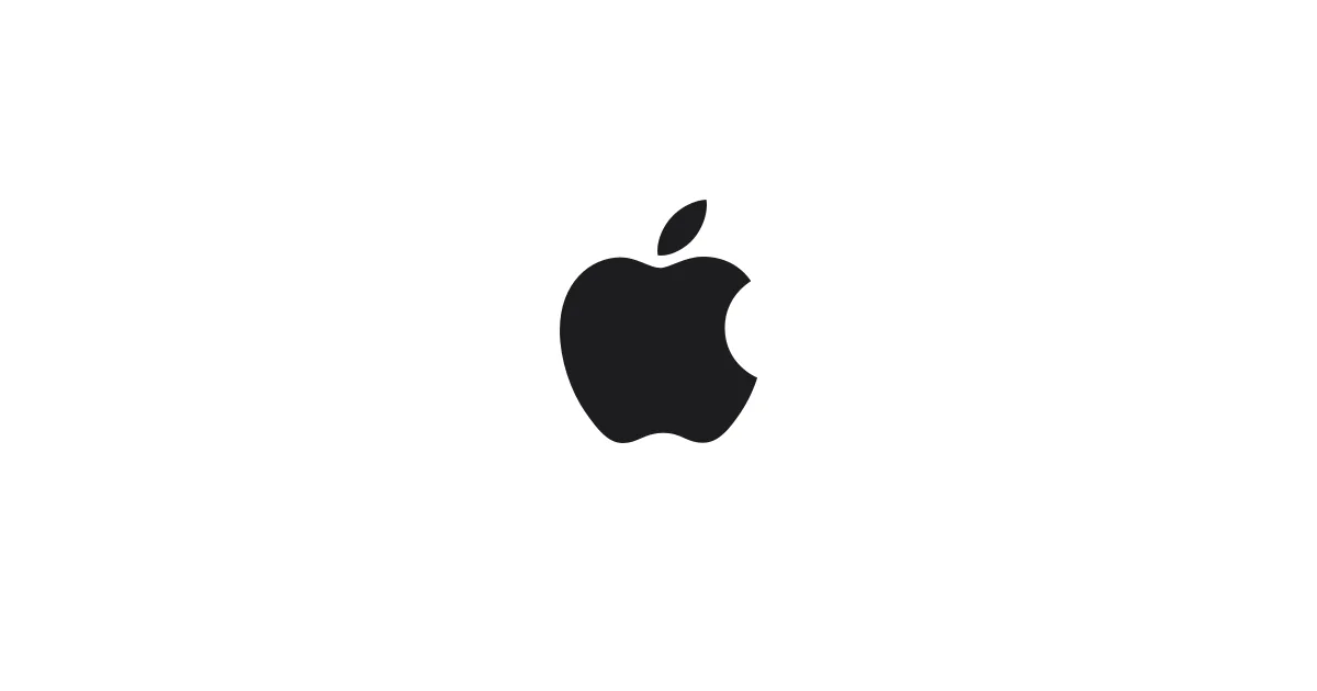 Logo-ul Apple pe fundal alb, simbol al inovației tehnologice.