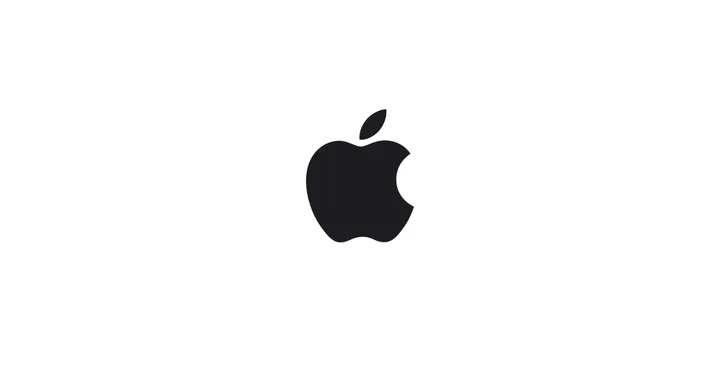 Logo-ul Apple pe fundal alb, simbol al inovației tehnologice.