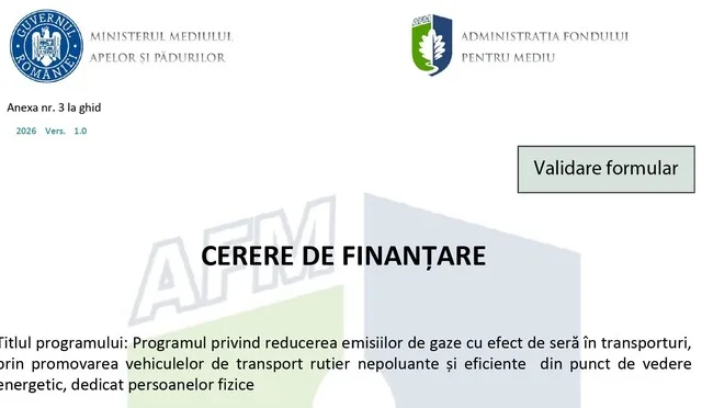 Cerere de finanțare pentru reducerea emisiilor de gaze în transporturi.