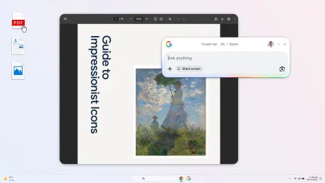 Aplicația Google pentru desktop oferă acces rapid la căutări și fișiere.