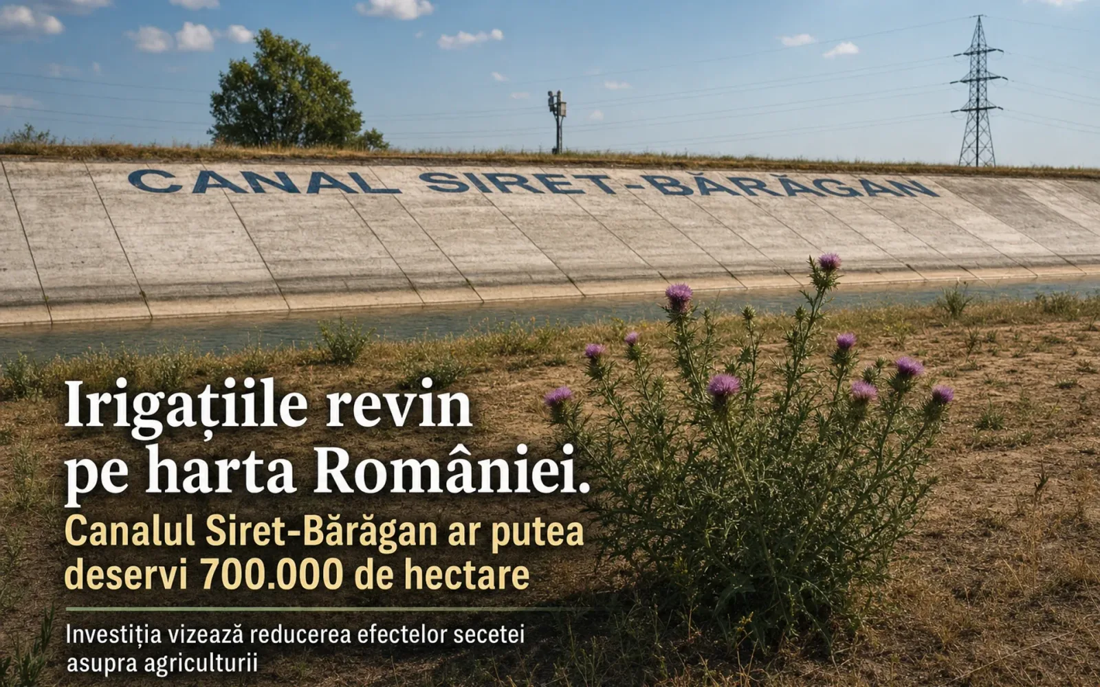 Canalul Siret-Bărăgan va iriga 700.000 hectare, reducând costurile energetice.