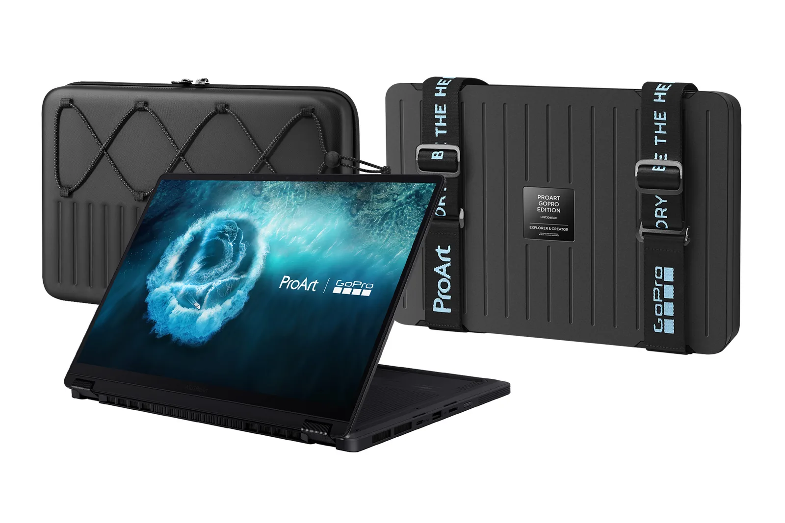 Laptopul ProArt GoPro Edition, ideal pentru creatorii de conținut, cu design robust și specificații avansate.