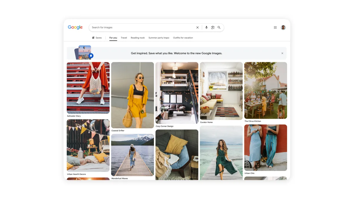 Noua interfață Google Images oferă un flux personalizat de descoperire vizuală.