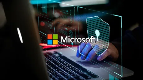 Utilizator interacționând cu un sistem de securitate Microsoft.