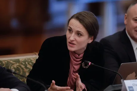 Oana Țoiu discutând despre incidentul dronei rusești la Galați.