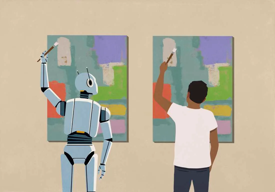 Roboți și oameni învățând împreună prin observație artistică.
