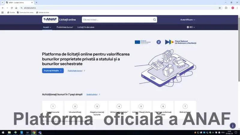 Platforma ANAF pentru licitarea bunurilor sechestrate online.