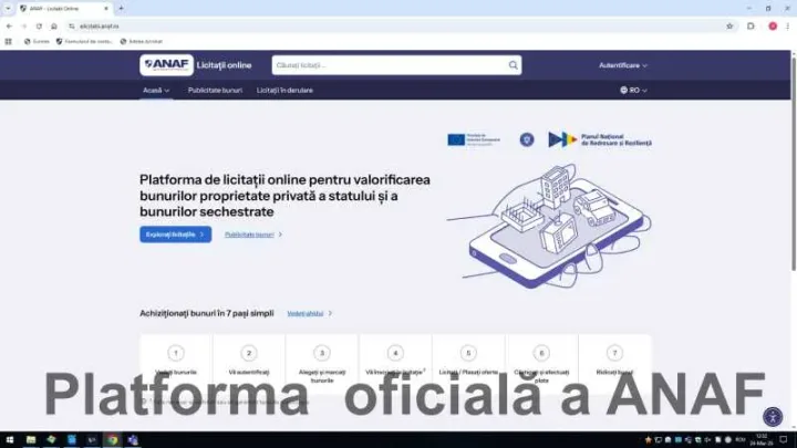 Platforma ANAF pentru licitarea bunurilor sechestrate online.