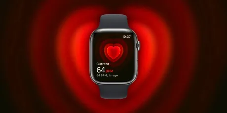 Ceas inteligent Apple cu monitorizare a ritmului cardiac și notificări de sănătate.