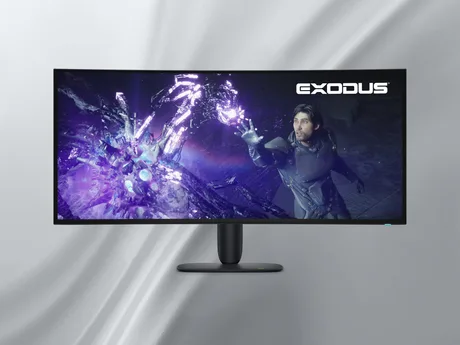 Monitor curbat OLED de 39 inci cu rezoluție 5K și tehnologie avansată.
