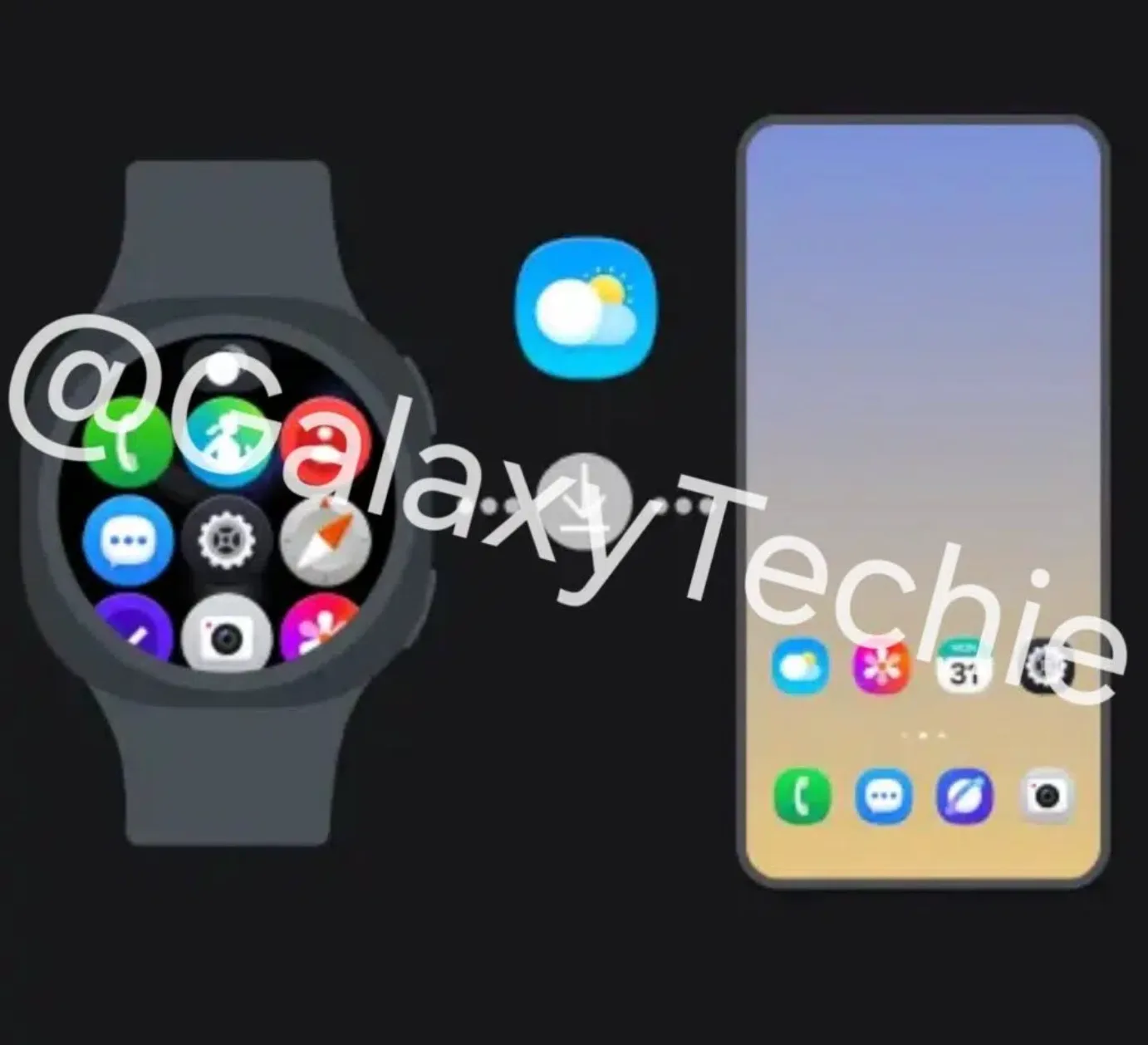 Ceas inteligent cu interfață modernă și aplicații diverse pe ecran.