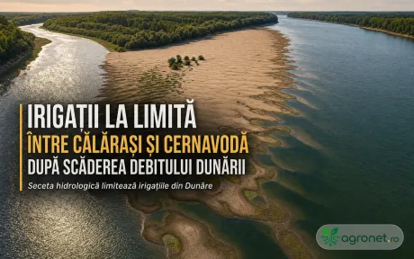 Restricții la irigații din cauza scăderii debitului Dunării în Călărași și Cernavodă.
