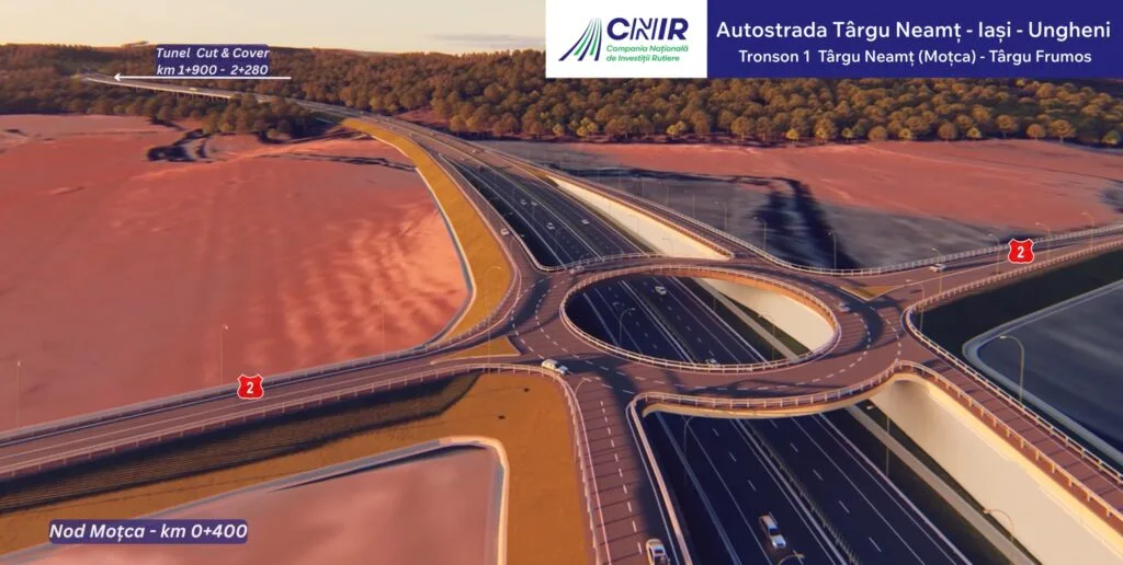 Vedere a tronsonului Târgu Neamț – Târgu Frumos al Autostrăzii A8