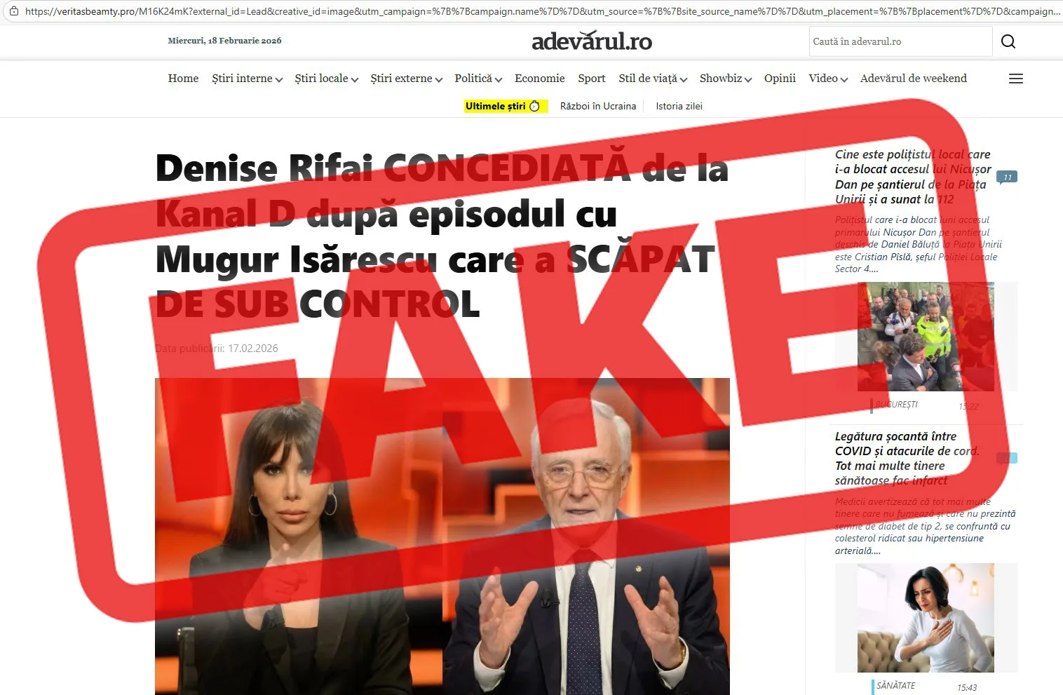 Avertizare despre utilizarea frauduloasă a imaginii lui Mugur Isărescu.