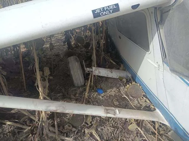 Avion Cessna aterizat forțat într-un lan de floarea-soarelui lângă Gerjen.