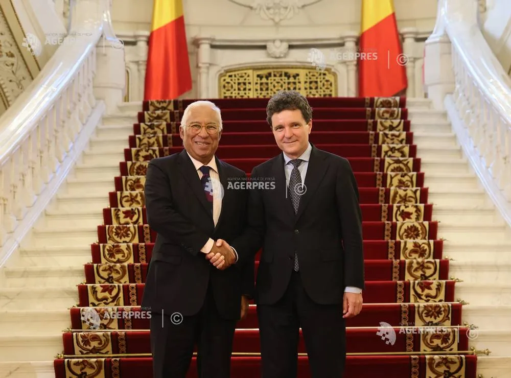 Întâlnire oficială între Nicușor Dan și Antonio Costa la Palatul Cotroceni.