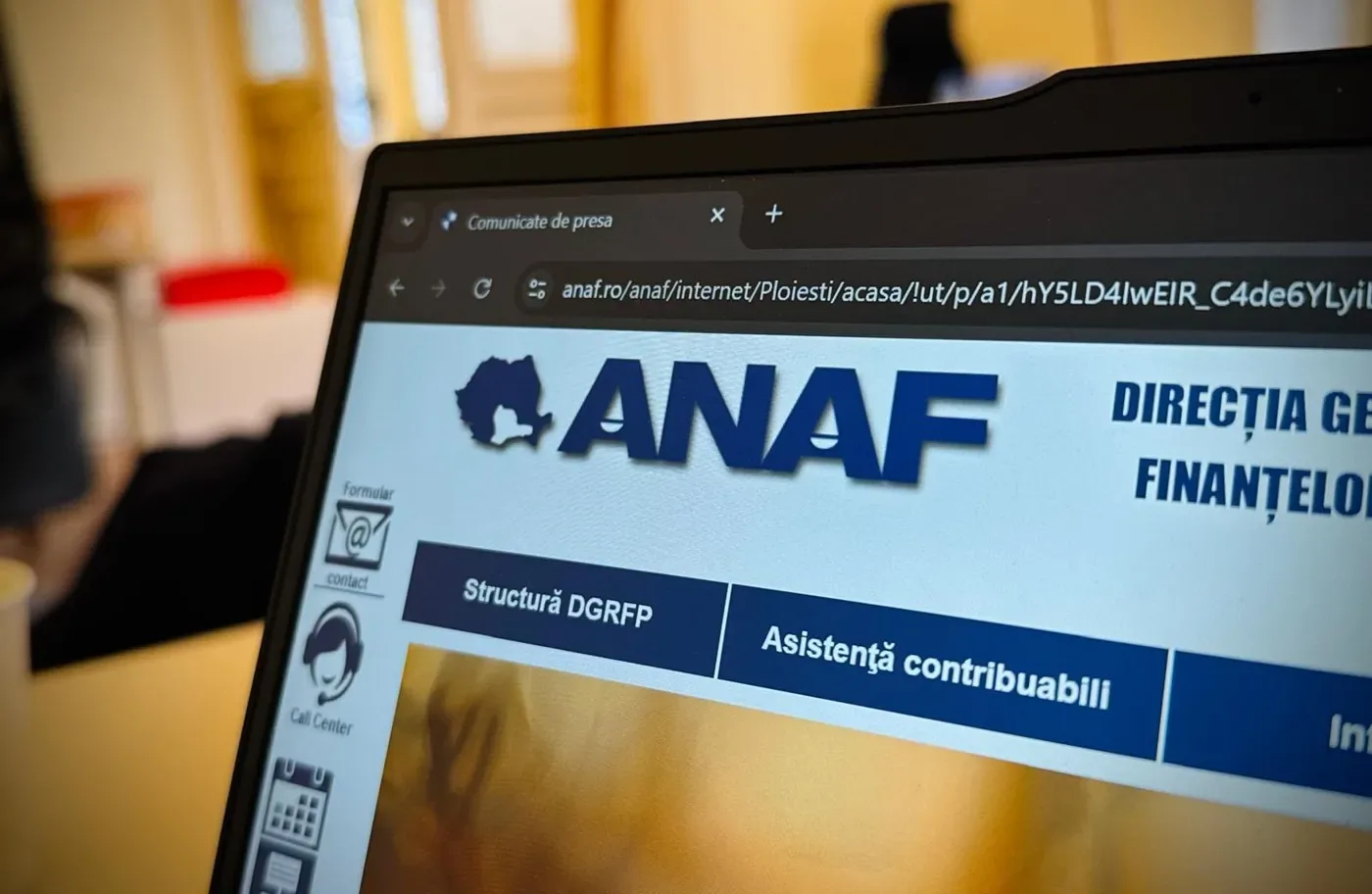 Pagina web ANAF cu informații despre datoriile fiscale și proceduri noi.