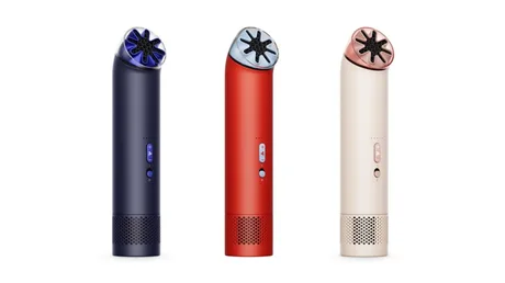 Ventilator portabil HushJet Mini Cool în trei culori diferite, design modern și compact.