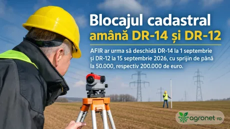 Amânarea finanțărilor DR-14 și DR-12 din cauza blocajului cadastral afectează fermierii.