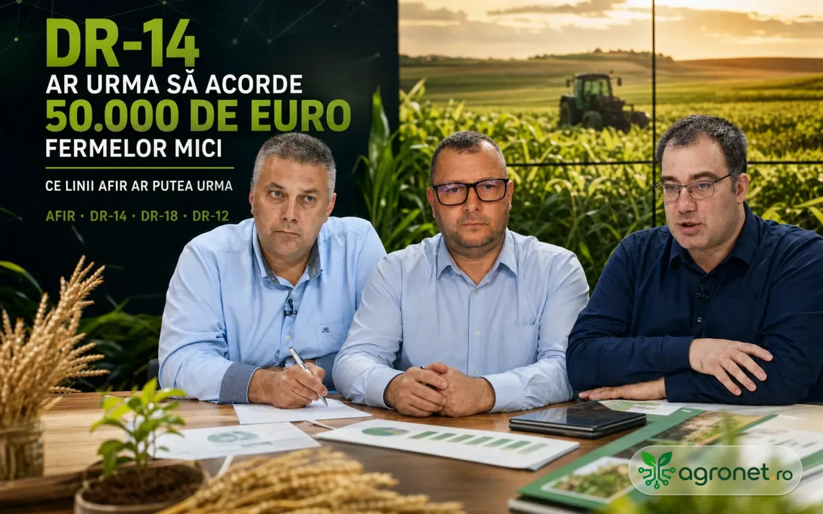 Consultanți discutând despre sprijinul financiar pentru fermele mici.