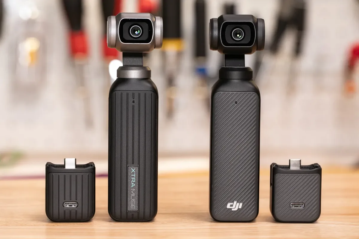 Compararea dispozitivelor Xtra Muse și DJI Osmo Pocket.