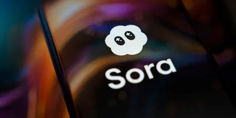Logo-ul platformei Sora, simbolizând inovația în video AI.