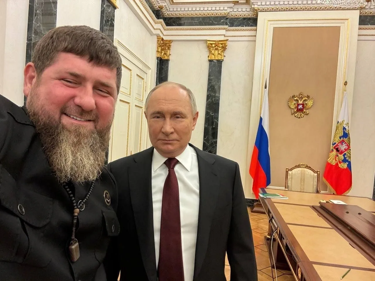Vladimir Putin și Ramzan Kadirov la o întâlnire oficială la Kremlin.