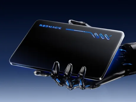 Tableta RedMagic 5 Pro cu design elegant și iluminare RGB, pregătită pentru gaming.