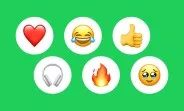 Reacții emoji disponibile pentru playlisturile colaborative pe Spotify.