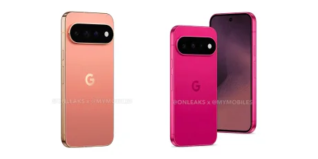 Randări ale noilor modele Pixel 11 din unghiuri variate, evidențiind detalii de design.
