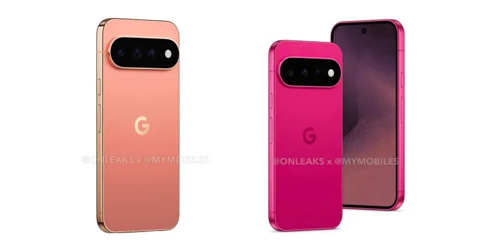 Randări ale noilor modele Pixel 11 din unghiuri variate, evidențiind detalii de design.
