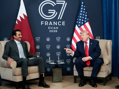 Donald Trump discutând despre acordurile internaționale la summitul G7.
