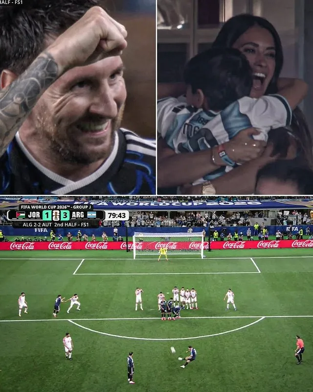 Lionel Messi sărbătorește un gol marcat din lovitură liberă la Cupa Mondială.