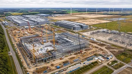 Construcții de centre de date în România, evidențiind expansiunea infrastructurii digitale.