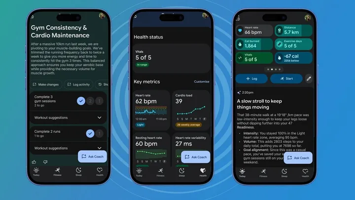 Interfața actualizată a aplicației Google Health pentru utilizatorii Fitbit.