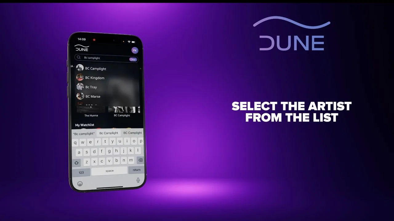 Platforma Dune facilitează interacțiunea directă între fani și artiști.