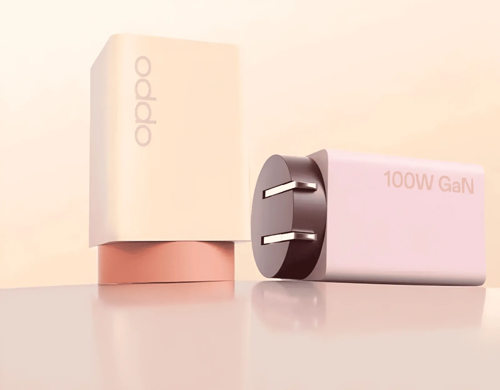 Încărcătoare GaN OPPO de 100W și 120W cu design modern și priza pliabilă.