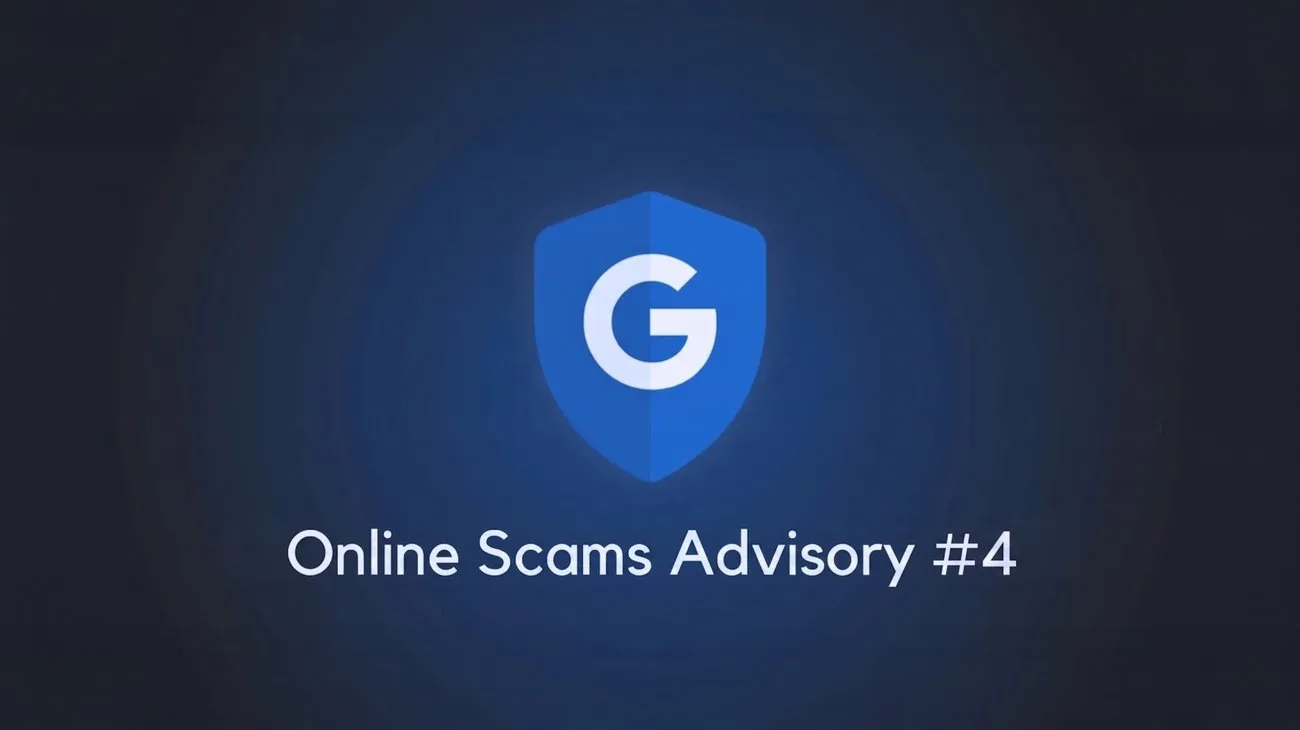 Logo Google pe fundal întunecat, simbolizând măsuri anti-escrocherii.