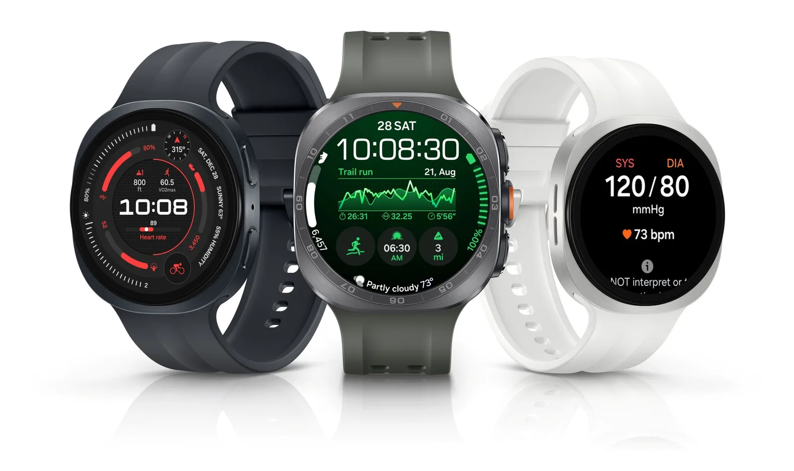 Ceasuri inteligente Galaxy Watch cu diverse funcții și design modern.