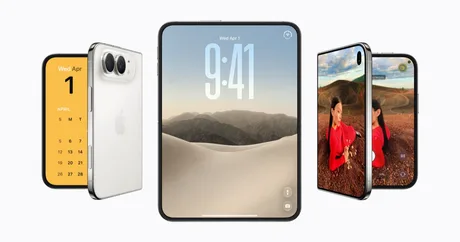 iPhone Duo pliabil cu ecran mare și design subțire, ideal pentru multitasking.