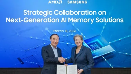 Reprezentanți AMD și Samsung semnează un acord de colaborare.
