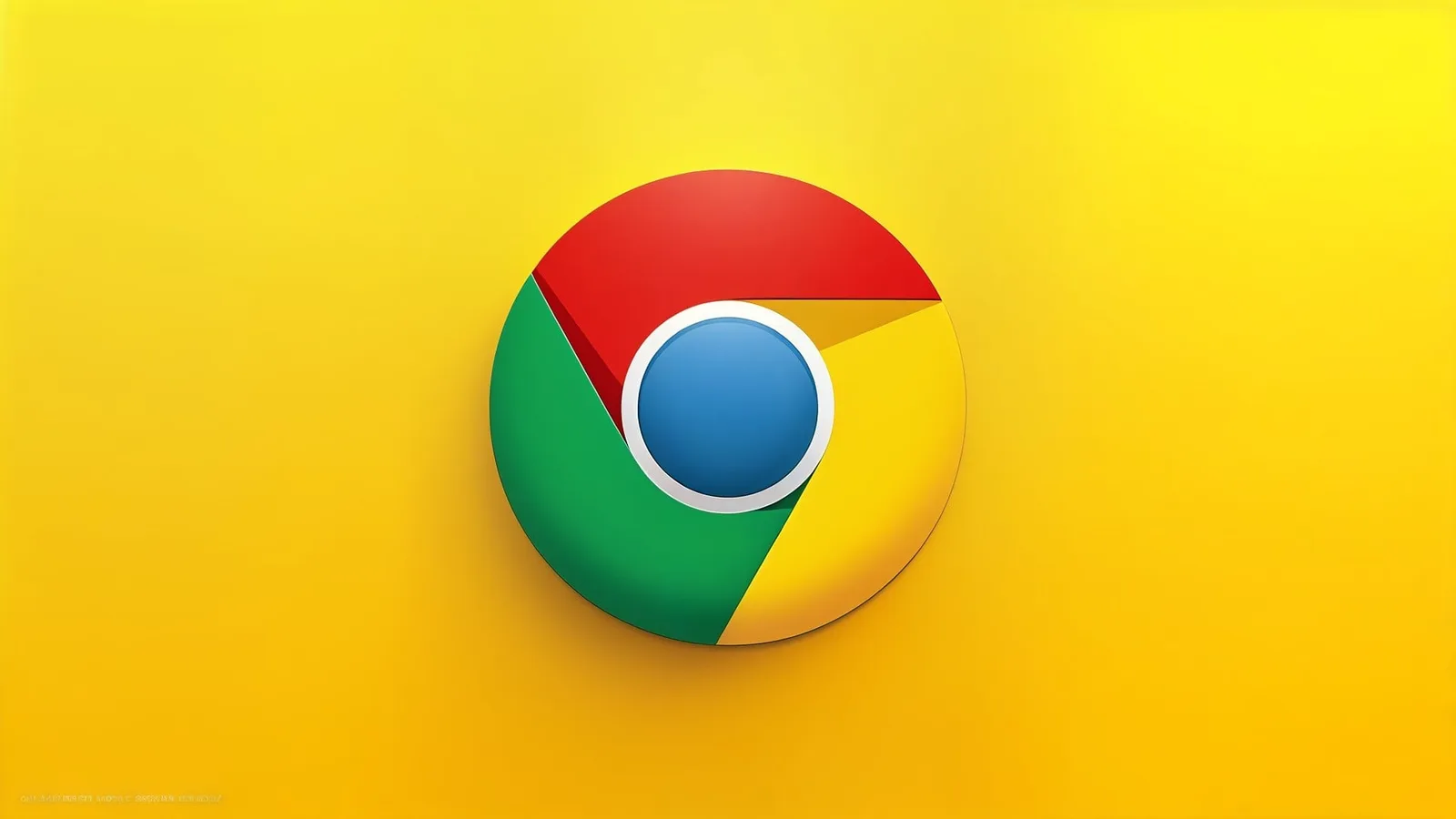 Logo-ul Google Chrome pe un fundal galben vibrant.