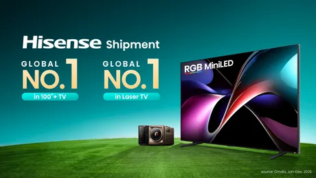 Hisense domină piața televizoarelor de mari dimensiuni în 2025, conform Omdia.